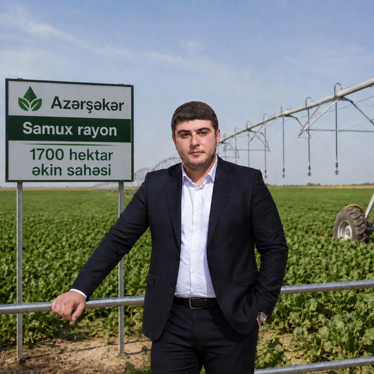 Agricultural field with center-pivot irrigation in Samukh district